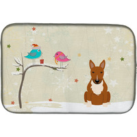 "Caroline's Treasures Christmas Presents Between Friends Bull Terrier Red Dish Drying Mat, 14"" x 21"""