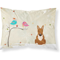 "Caroline's Treasures Christmas Presents between Friends Bull Terrier Red Fabric Standard Pillowcase BB2606PILLOWCASE, Multicolor"