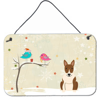 "Caroline's Treasures Christmas Presents Friends Bull Terrier Brindle Wall or Door Hanging Prints BB2609DS812, 8"" x 12"""