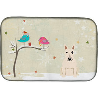 "Caroline's Treasures Christmas Presents Between Friends Bull Terrier Dish Drying Mat, 14"" x 21"""