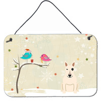 "Caroline's Treasures Christmas Presents Friends Bull Terrier White Wall or Door Hanging Prints BB2610DS812, 8"" x 12"""
