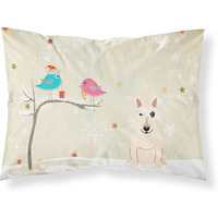Caroline's Treasures Christmas Presents Friends Bull Terrier White Fabric Standard Pillowcase BB2610PILLOWCASE