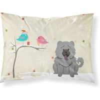Caroline's Treasures Christmas Presents Friends Chow Blue Fabric Standard Pillowcase BB2611PILLOWCASE