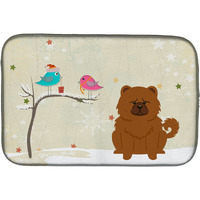 "Caroline's Treasures Christmas Presents between Friends Chow Red Dish Drying Mat, 14 x 21"