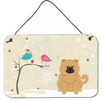 "Caroline's Treasures Christmas Presents Friends Chow Cream Wall or Door Hanging Prints BB2616DS812, 8"" x 12"""