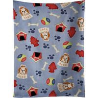 "Caroline's Treasures BB2700KTWL Dog House Shih Tzu Red White Kitchen Towel, 25"" x 15"", Multicolor"