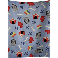 "Caroline's Treasures BB2702KTWL Dog House Shih Tzu Black Silver Kitchen Towel, 25"" x 15"", Multicolor"