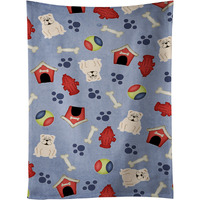 "Caroline's Treasures BB2736KTWL Dog House English Bulldog White Kitchen Towel, 25"" x 15"", Multicolor"