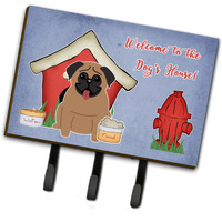 "Caroline's Treasures Dog House Collection Pug Brown Leash or Key Holder BB2759TH68, Triple"