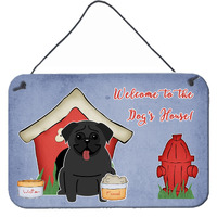 "Caroline's Treasures Dog House Collection Pug Black Wall or Door Hanging Prints BB2760DS812, 8"" x 12"", Multicolor"