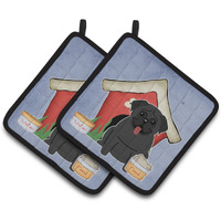"Caroline's Treasures Dog House Collection Pug black Pair of Pot Holders BB2760PTHD, 7.5HX7.5W, Multicolor"
