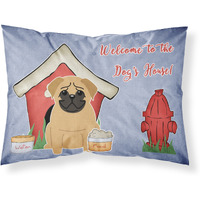 "Caroline's Treasures Dog House Collection Pug Brown Fabric Standard Pillowcase BB2761PILLOWCASE, Multicolor"