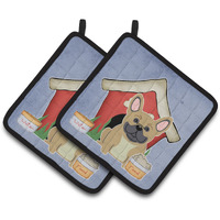 "Caroline's Treasures Dog House Collection French Bulldog Cream Pair of Pot Holders BB2764PTHD, 7.5HX7.5W, Multicolor"