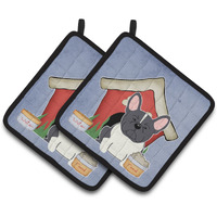 "Caroline's Treasures Dog House Collection French Bulldog black White Pair of Pot Holders BB2766PTHD, 7.5HX7.5W, Multicolor"