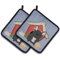 "Caroline's Treasures Dog House Collection French Bulldog black Pair of Pot Holders BB2768PTHD, 7.5HX7.5W, Multicolor"