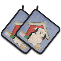 "Caroline's Treasures Dog House Collection Lowchen Pair of Pot Holders BB2773PTHD, 7.5HX7.5W, Multicolor"