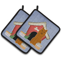 "Caroline's Treasures Dog House Collection Karelian Bear Dog Pair of Pot Holders BB2776PTHD, 7.5HX7.5W, Multicolor"