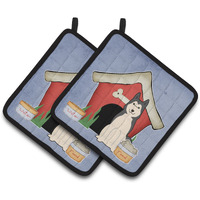 "Caroline's Treasures Dog House Collection West Siberian Laika Spitz Pair of Pot Holders BB2779PTHD, 7.5HX7.5W, Multicolor"