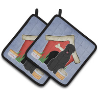 "Caroline's Treasures Dog House Collection black Russian Terrier Pair of Pot Holders BB2780PTHD, 7.5HX7.5W, Multicolor"