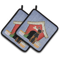 "Caroline's Treasures Dog House Collection Manchester Terrier Pair of Pot Holders BB2782PTHD, 7.5HX7.5W, Multicolor"