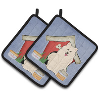 "Caroline's Treasures Dog House Collection Samoyed Pair of Pot Holders BB2784PTHD, 7.5HX7.5W, Multicolor"