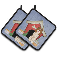 "Caroline's Treasures Dog House Collection Russian Spaniel Pair of Pot Holders BB2785PTHD, 7.5HX7.5W, Multicolor"