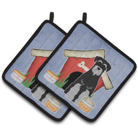 "Caroline's Treasures Dog House Collection Standard Schnauzer black Grey Pair of Pot Holders BB2788PTHD, 7.5HX7.5W, Multicolor"