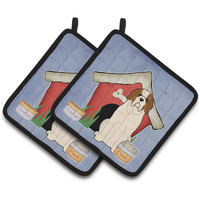 "Caroline's Treasures Dog House Collection Saint Bernard Pair of Pot Holders BB2789PTHD, 7.5HX7.5W, Multicolor"