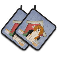 "Caroline's Treasures Dog House Collection Beagle Tricolor Pair of Pot Holders BB2794PTHD, 7.5HX7.5W, Multicolor"
