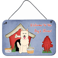"Caroline's Treasures Dog House Collection White German Shepherd Wall or Door Hanging Prints BB2799DS812, 8"" x 12"", Multicolor"
