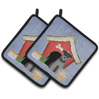 "Caroline's Treasures Dog House Collection Miniature Schanuzer black Silver Pair of Pot Holders BB2806PTHD, 7.5HX7.5W, Multicolor"