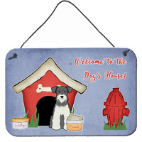 "Caroline's Treasures Dog House Collection Miniature Schanuzer Salt and Pepper Wall or Door Hanging Prints BB2808DS812, 8"" x 12"", Multicolor"
