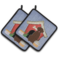 "Caroline's Treasures Dog House Collection Chocolate Labrador Pair of Pot Holders BB2810PTHD, 7.5HX7.5W, Multicolor"