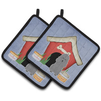 "Caroline's Treasures Dog House Collection Poodle Silver Pair of Pot Holders BB2822PTHD, 7.5HX7.5W, Multicolor"