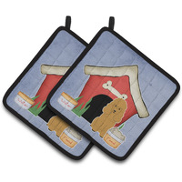 "Caroline's Treasures Dog House Collection Poodle Tan Pair of Pot Holders BB2823PTHD, 7.5HX7.5W, Multicolor"