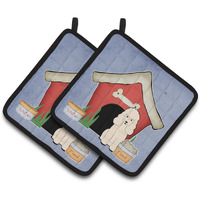 "Caroline's Treasures Dog House Collection Poodle White Pair of Pot Holders BB2824PTHD, 7.5HX7.5W, Multicolor"