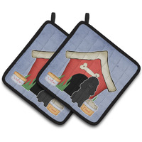 "Caroline's Treasures Dog House Collection Poodle black Pair of Pot Holders BB2825PTHD, 7.5HX7.5W, Multicolor"