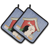 "Caroline's Treasures Dog House Collection Bichon Frise Pair of Pot Holders BB2829PTHD, 7.5HX7.5W, Multicolor"