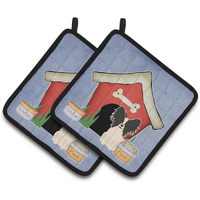 "Caroline's Treasures Dog House Collection Papillon black White Pair of Pot Holders BB2830PTHD, 7.5HX7.5W, Multicolor"