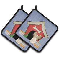 "Caroline's Treasures Dog House Collection Papillon Sable White Pair of Pot Holders BB2831PTHD, 7.5HX7.5W, Multicolor"