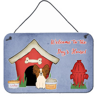 "Caroline's Treasures Dog House Collection Papillon Red White Wall or Door Hanging Prints BB2832DS812, 8"" x 12"", Multicolor"