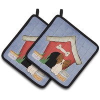 "Caroline's Treasures Dog House Collection Papillon Red White Pair of Pot Holders BB2832PTHD, 7.5HX7.5W, Multicolor"