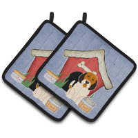 "Caroline's Treasures Dog House Collection Petit Basset Griffon Veenden Pair of Pot Holders BB2833PTHD, 7.5HX7.5W, Multicolor"