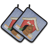 "Caroline's Treasures Dog House Collection Shih Tzu Silver Chocolate Pair of Pot Holders BB2840PTHD, 7.5HX7.5W, Multicolor"