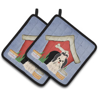 "Caroline's Treasures Dog House Collection Shih Tzu black White Pair of Pot Holders BB2842PTHD, 7.5HX7.5W, Multicolor"