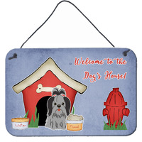 "Caroline's Treasures Dog House Collection Shih Tzu Black Silver Wall or Door Hanging Prints BB2843DS812, 8HX12W"
