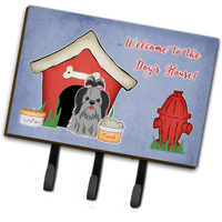 "Caroline's Treasures Dog House Collection Shih Tzu Black Silver Leash or Key Holder BB2843TH68, Triple"