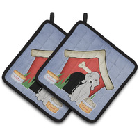 "Caroline's Treasures Dog House Collection Bedlington Terrier Blue Pair of Pot Holders BB2844PTHD, 7.5HX7.5W, Multicolor"