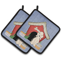 "Caroline's Treasures Dog House Collection Bedlington Terrier Sandy Pair of Pot Holders BB2845PTHD, 7.5HX7.5W, Multicolor"