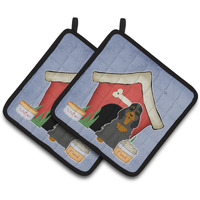 "Caroline's Treasures Dog House Collection Cocker Spaniel black Tan Pair of Pot Holders BB2847PTHD, 7.5HX7.5W, Multicolor"